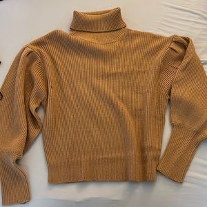 Brown turtleneck sweater with flare to fitted sleeves. NastyGal size M